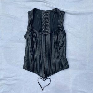 Vintage Y2K Lip Service Lace Up Leather Corset